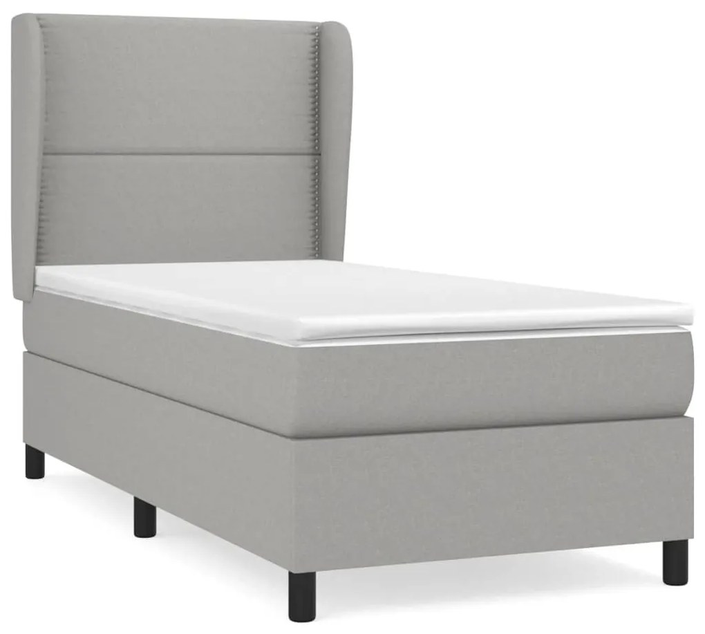 vidaXL Κρεβάτι Boxspring με Στρώμα Ανοιχτό Γκρι 100x200 εκ. Υφασμάτινο