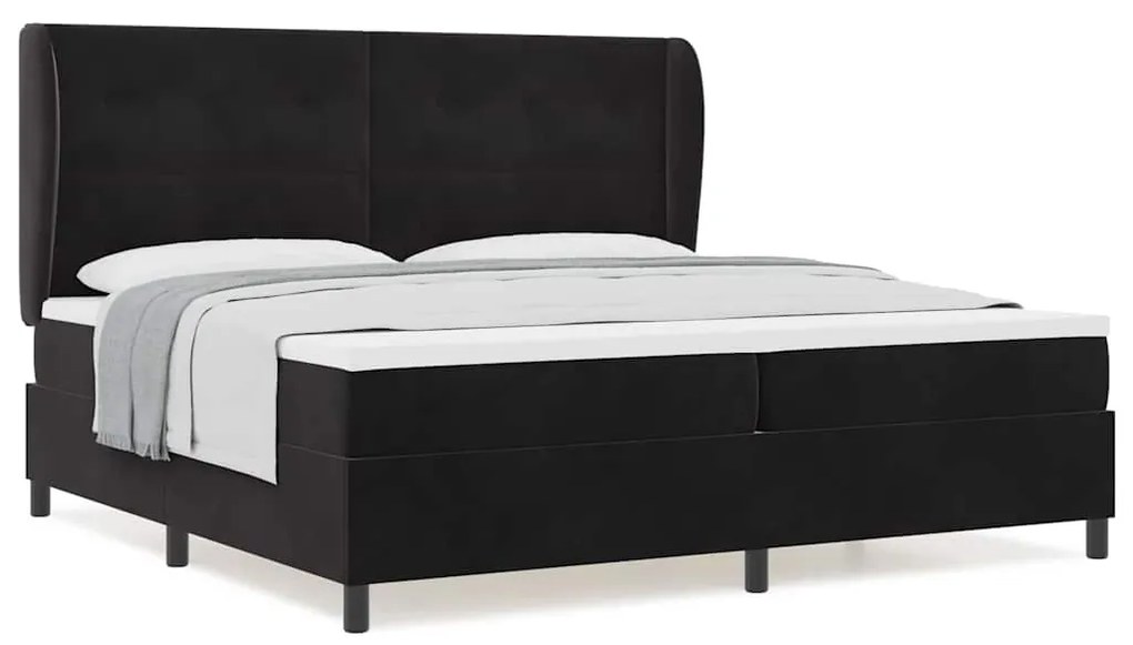 vidaXL Κρεβάτι με ελατήρια με στρώμα Μαύρο 200 x 200 cm Βελούδο