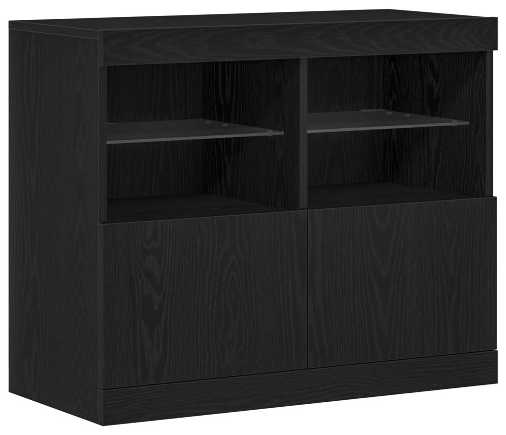 vidaXL Sideboard με LED Φωτισμό Μαύρος Δρυός 81x37x67 εκ.