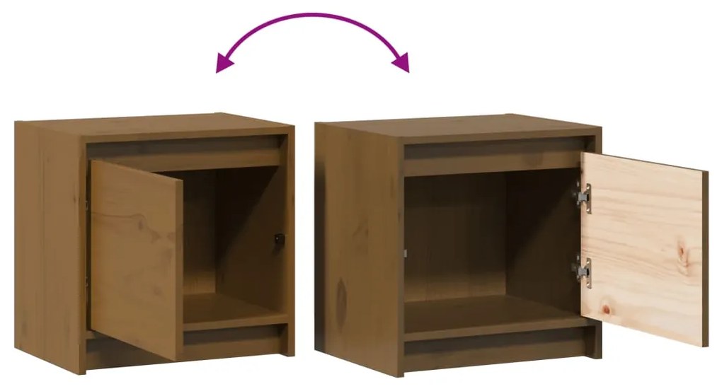 vidaXL Κομοδίνα 2 τεμ. Καφέ Μελί 40x30,5x40 εκ. από Μασίφ Ξύλο Πεύκου