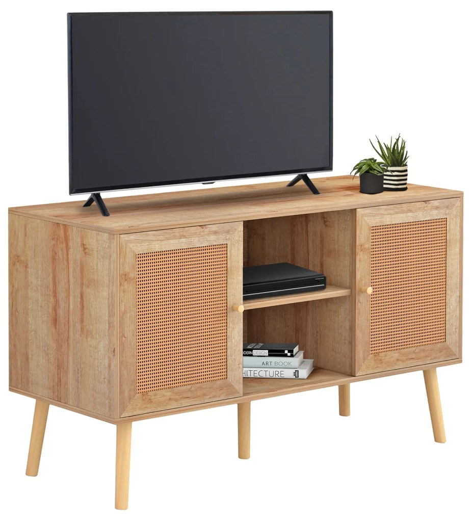 ΕΠΙΠΛΟ TV ΜΕΛΑΜΙΝΗΣ COLM ΜΕ ΠΟΡΤΕΣ RATTAN HM9223.11 ΣΕ ΧΡΩΜΑ ΦΥΣΙΚΟ 120x39x56,5Υεκ.