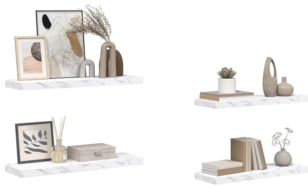 vidaXL Ράφι Τοίχου Επιτοίχιο 4 pcs Λευκό Μάρμαρο 90 x 23,5 x 4 εκ