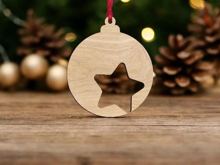 Σετ των 2 Intra απο ξύλο plywood 3mm-4mm πάχος – Κρεμαστό χριστουγεννιάτικο δέντρο με αστέρι 25x30 cm INTRAVECTRY-MY553231