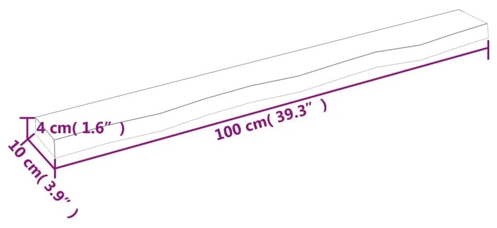 Ράφι Τοίχου Σκούρο Καφέ 100x10x4 εκ. Επεξεργ. Μασίφ Ξύλο Δρυός - Καφέ