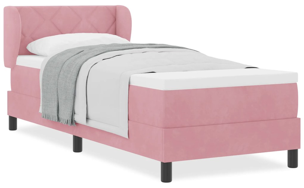 vidaXL κρεβάτι box spring με στρώμα  Ροζ 80x200 εκ. Βελούδο
