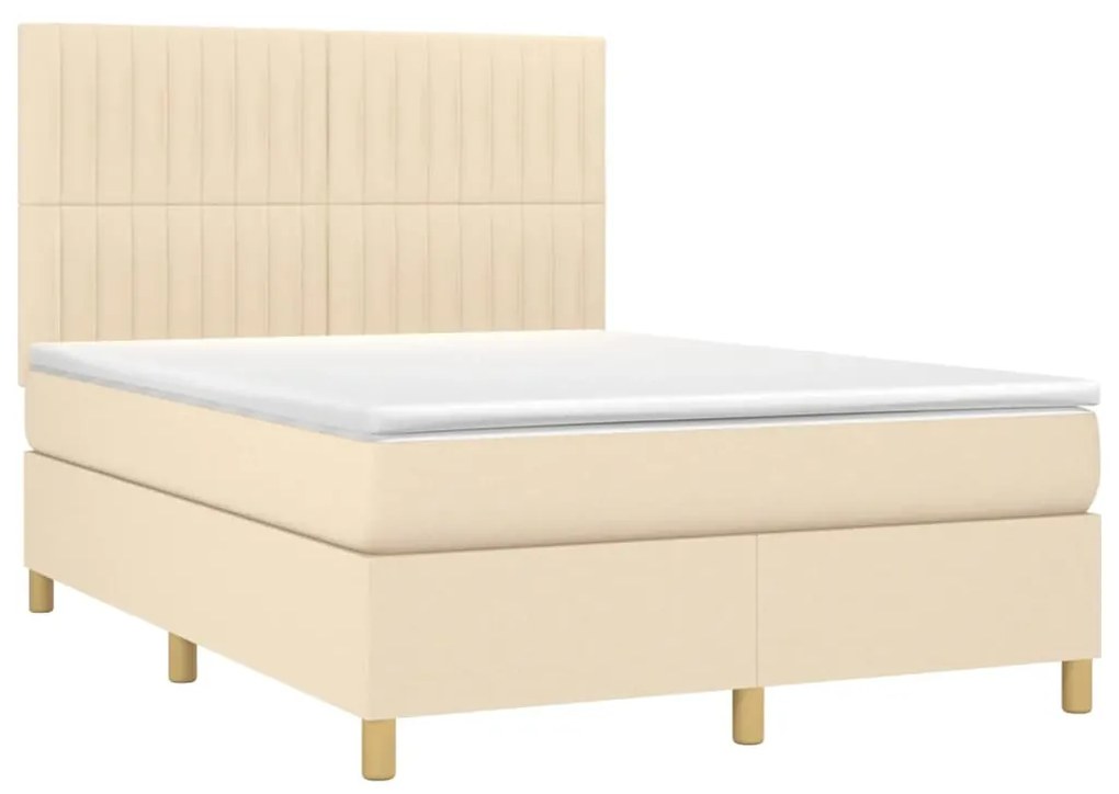 ΚΡΕΒΑΤΙ BOXSPRING ΜΕ ΣΤΡΩΜΑ ΚΡΕΜ 140X200 ΕΚ. ΥΦΑΣΜΑΤΙΝΟ 3142502