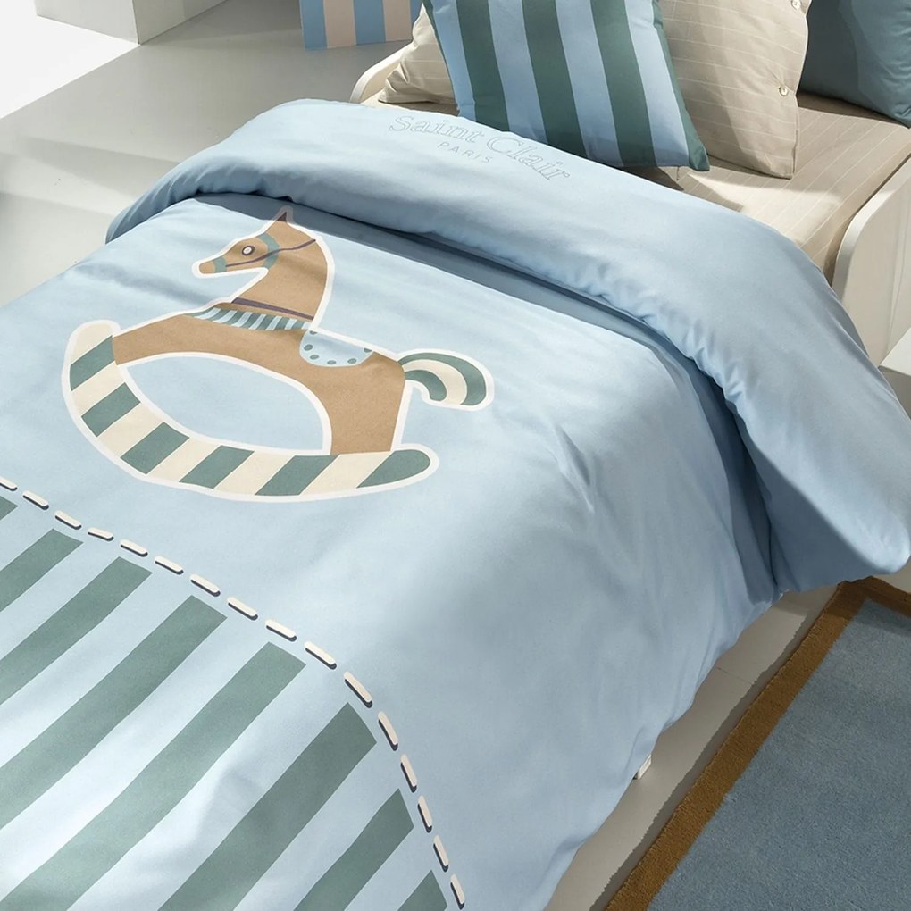 Παπλωματοθήκη Παιδική Toy Blue Saint Clair Μονό 160x220cm Cotton-Microfiber