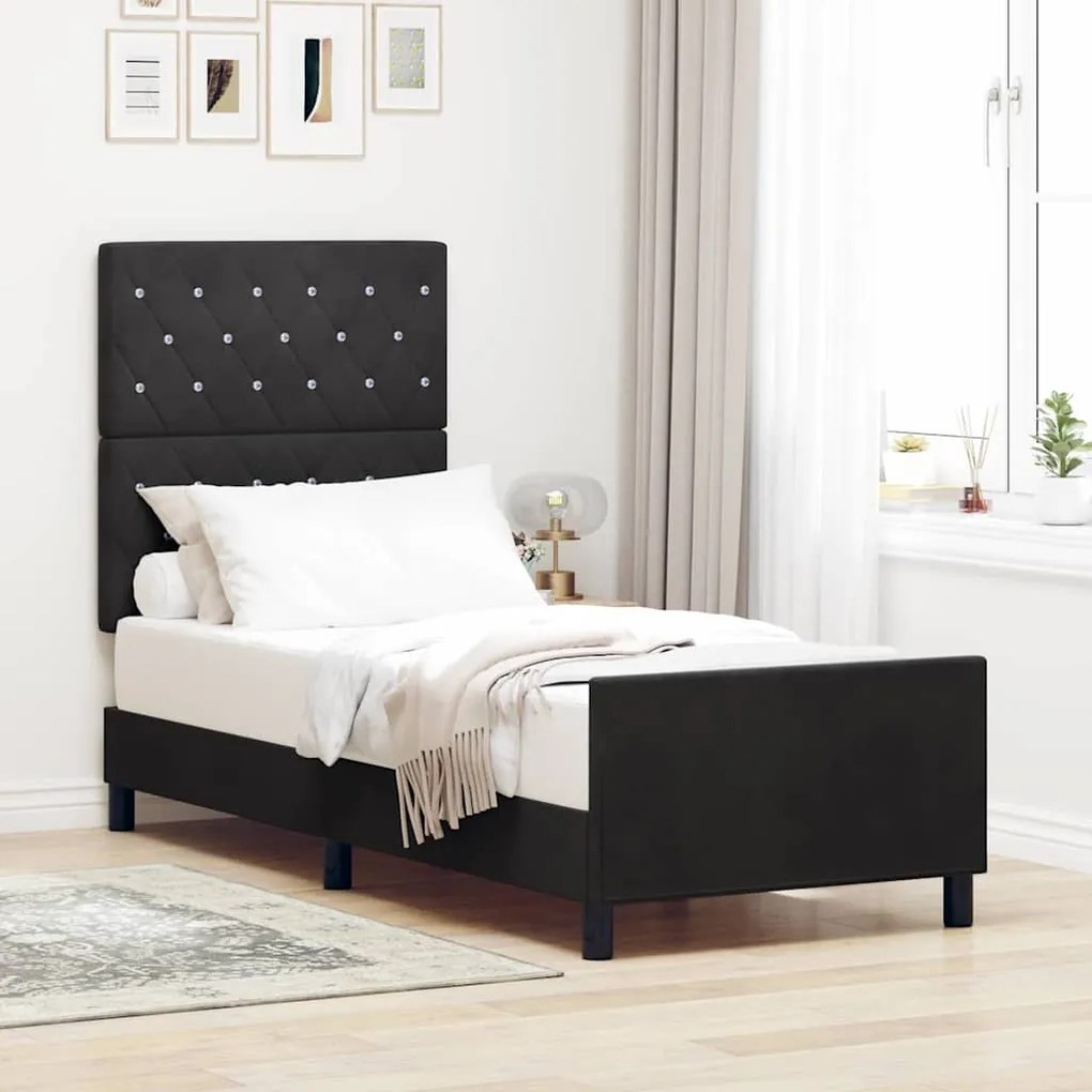 vidaXL Σκελετός Κρεβατιού με κεφαλάρι Μαύρο 80 x 200 cm Βελούδο