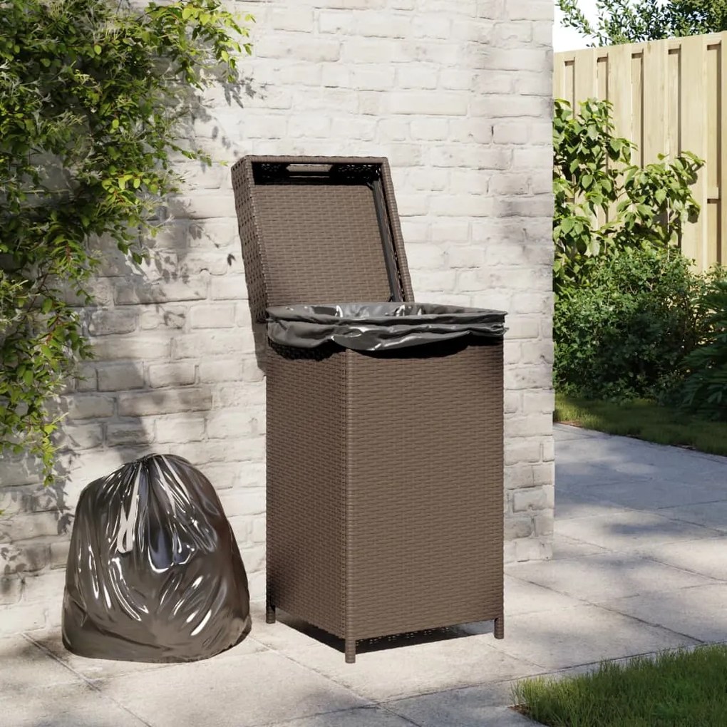 vidaXL Κάδος Απορριμάτων Καφέ 40 x 40 x 80 εκ. από Συνθετικό Ρατάν