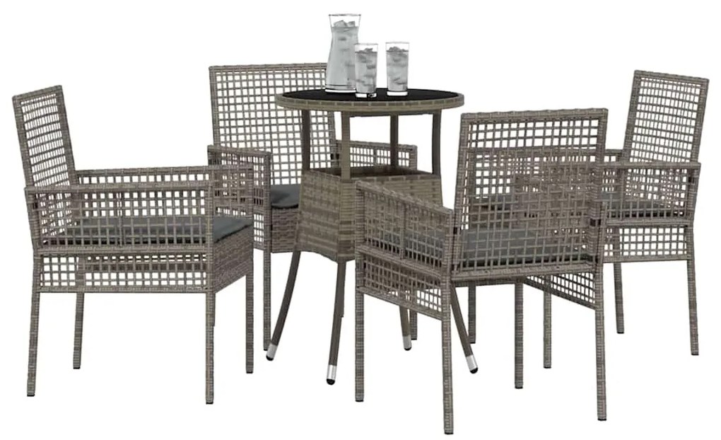 vidaXL Σέτ φαγητού για κήπο 5 pcs Γκρι συνθετικό ρατάν