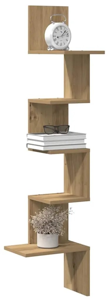 vidaXL Γωνιακό ράφι τοίχου Δρυς τεχνίτης 32x32x127,5 cm