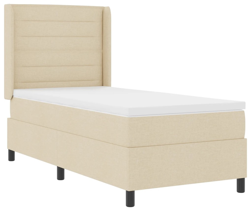 vidaXL Στρώμα με κρεβάτι box spring και LED κρέμα 100x200 εκ. υφάσματος