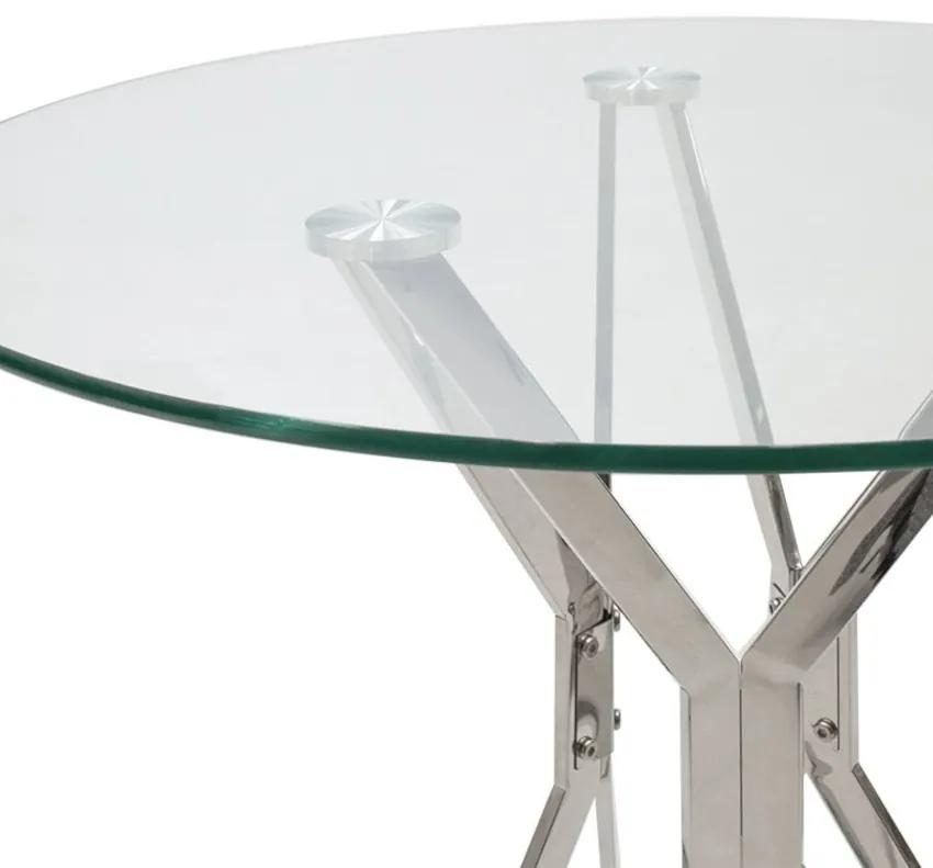Τραπέζι BIHOR Διάφανο/Χρώμιο Γυαλί/Μέταλλο 80x80x75cm
