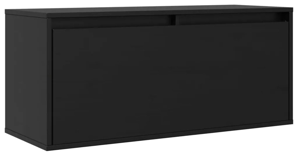 vidaXL Ντουλάπι Τοίχου Μαύρο 80 x 30 x 35 εκ. από Μασίφ Ξύλο Πεύκου