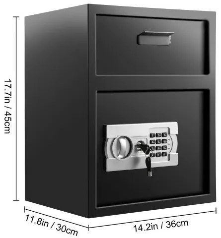 VEVOR Digital Depository Safe Electronic Code Lock, Deposit Safe with Two Emergency Keys, Depository Safe with Deposit Slot, Restaurant Safe Carbon Steel, Depository Box for Home, Hotel and Office