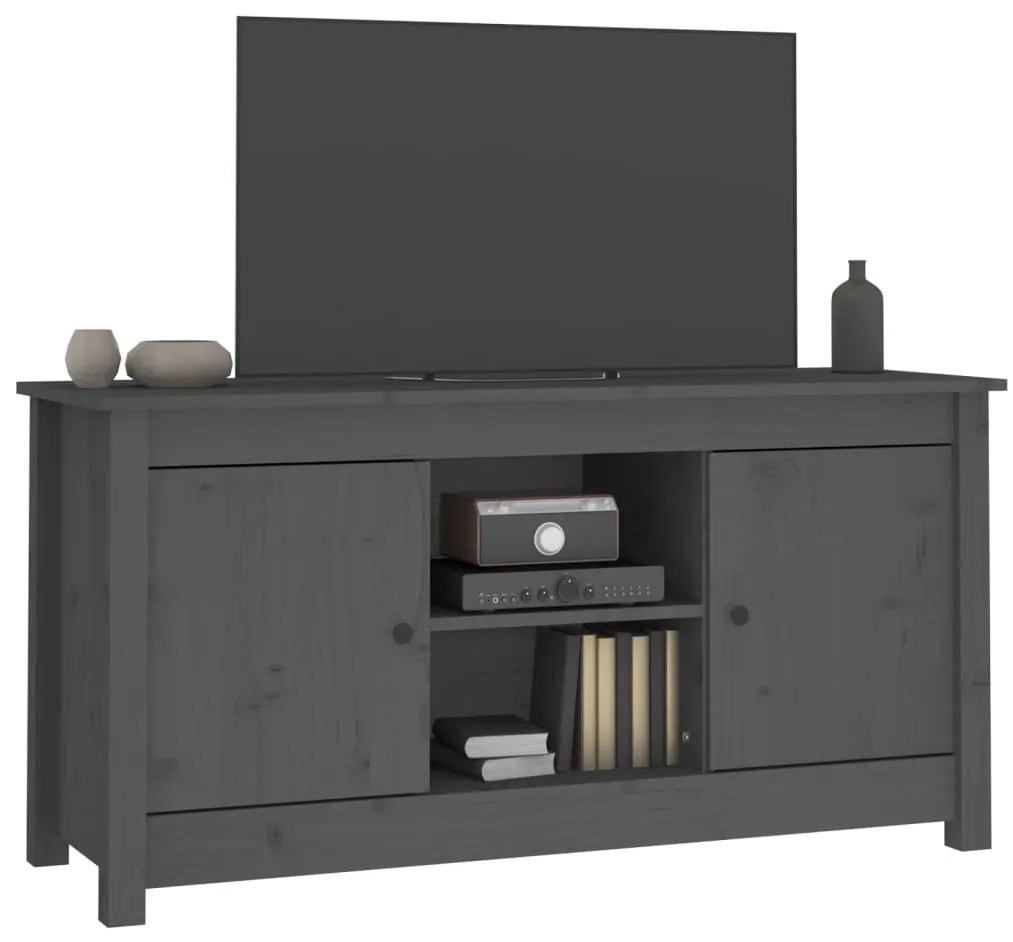 vidaXL Έπιπλο Τηλεόρασης Γκρι 103x36,5x52 εκ. από Μασίφ Ξύλο Πεύκου