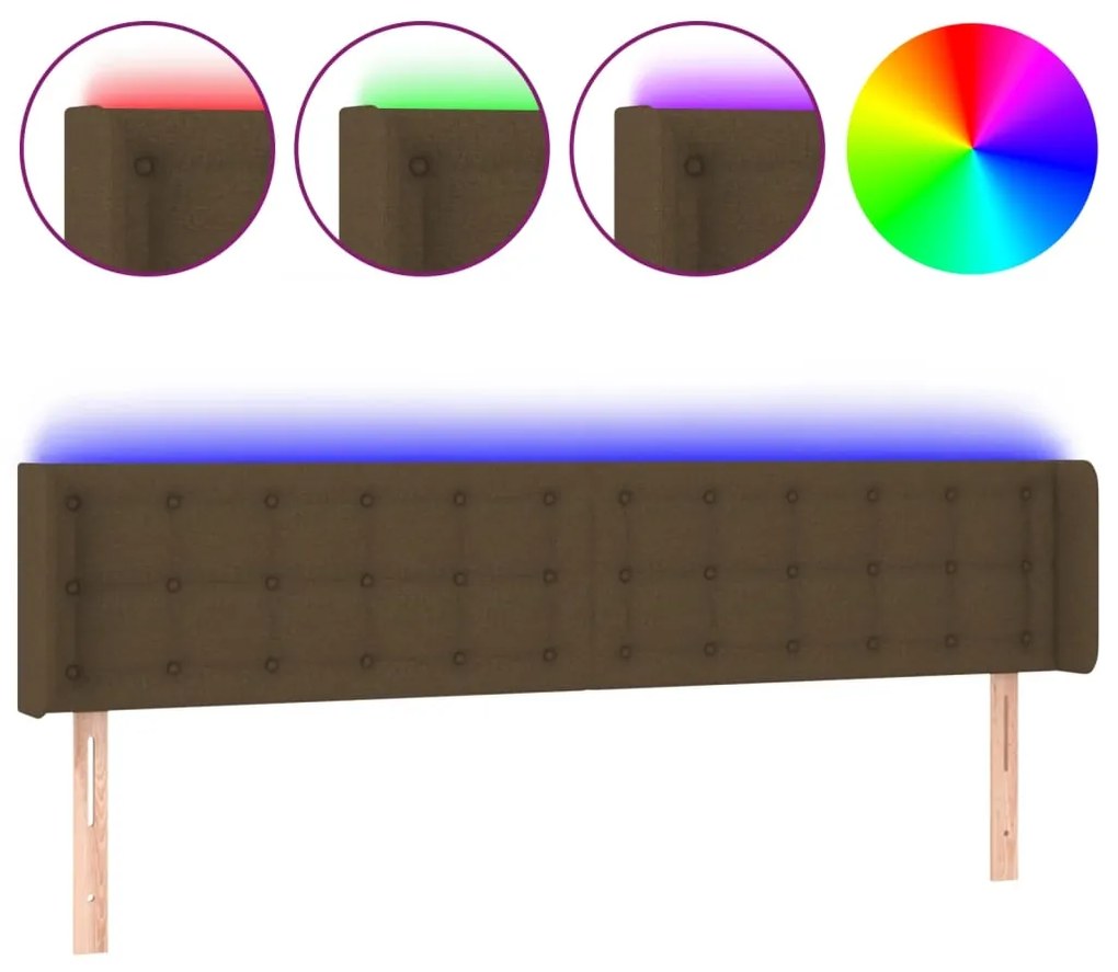 vidaXL Κεφαλάρι Κρεβατιού LED Σκούρο Καφέ 163x16x78/88 εκ. Υφασμάτινο