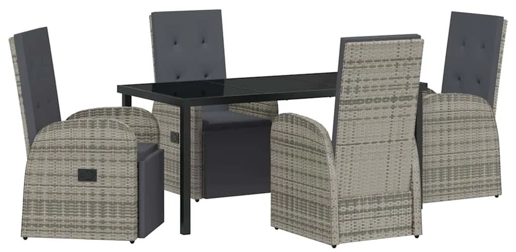 vidaXL Σέτ φαγητού για κήπο με μαξιλάρι 5 pcs Γκρι συνθετικό ρατάν