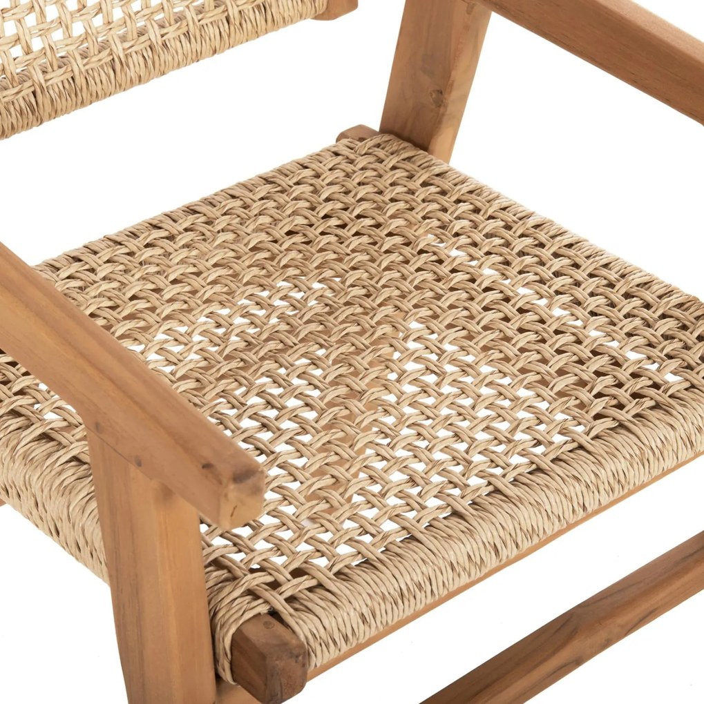 Πολυθρόνα BJORN Μασίφ Ξύλο Teak Φυσικό και Σχοινί 54,5x61x85Yεκ. 54.5x61x85 εκ.