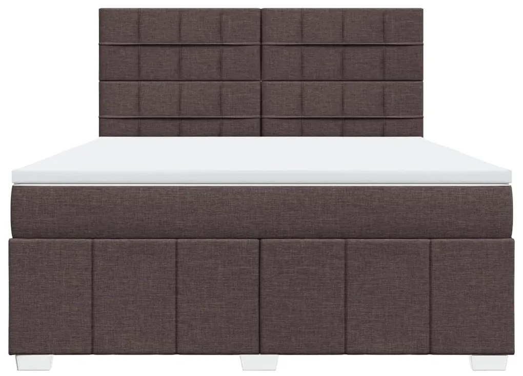 vidaXL Κρεβάτι Boxspring με Στρώμα Σκούρο Καφέ 180x200 εκ Υφασμάτινο