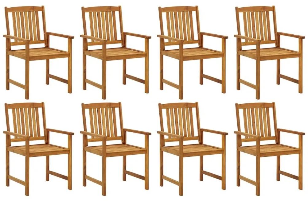 Καρέκλες Κήπου 8 τεμ. από Μασίφ Ξύλο Ακακίας με Μαξιλάρια - Λευκό