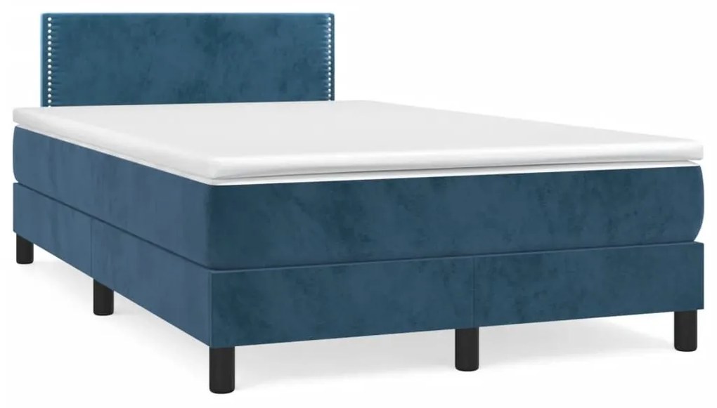 Κρεβάτι Boxspring με Στρώμα Σκούρο Μπλε 120x190 εκ. Βελούδινο - Μπλε