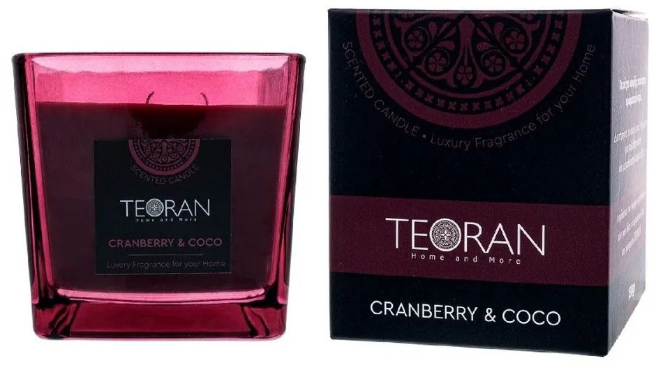 Αρωματικό Κερί Cranberry Coco Τετράγωνο 410gr Teoran