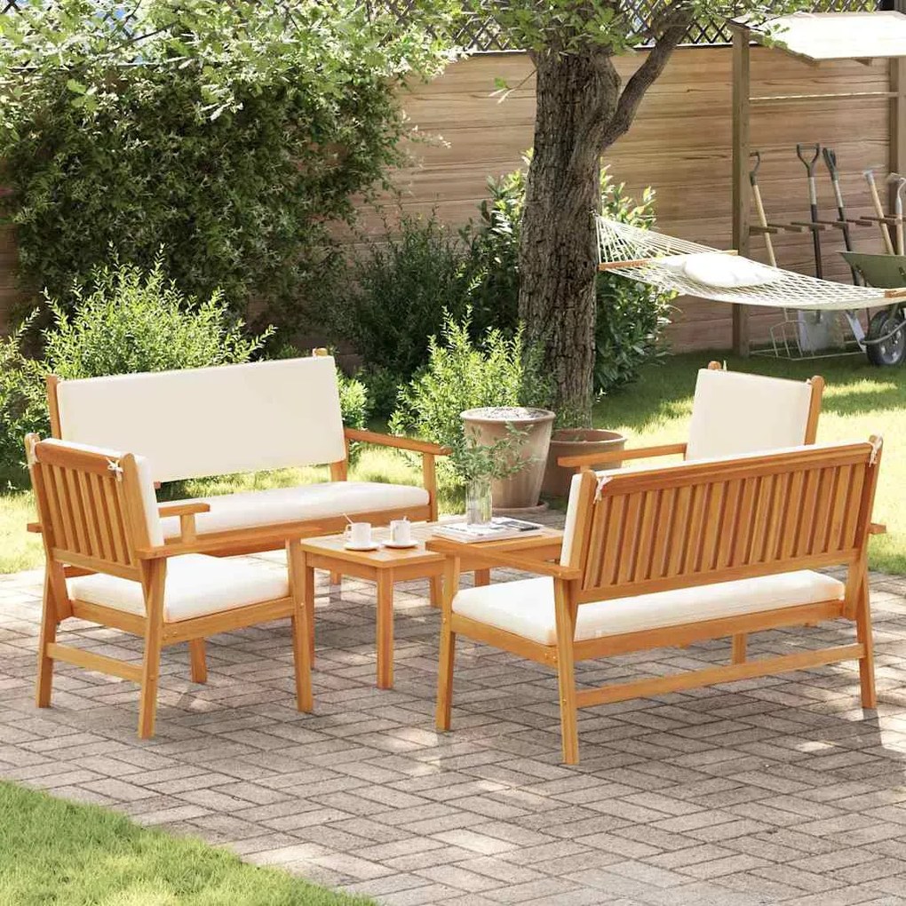vidaXL Σετ Καναπέ Κήπου 5 pcs Καφέ 75 x 45 x 38 εκ. Μασίφ ξύλο ακακίας