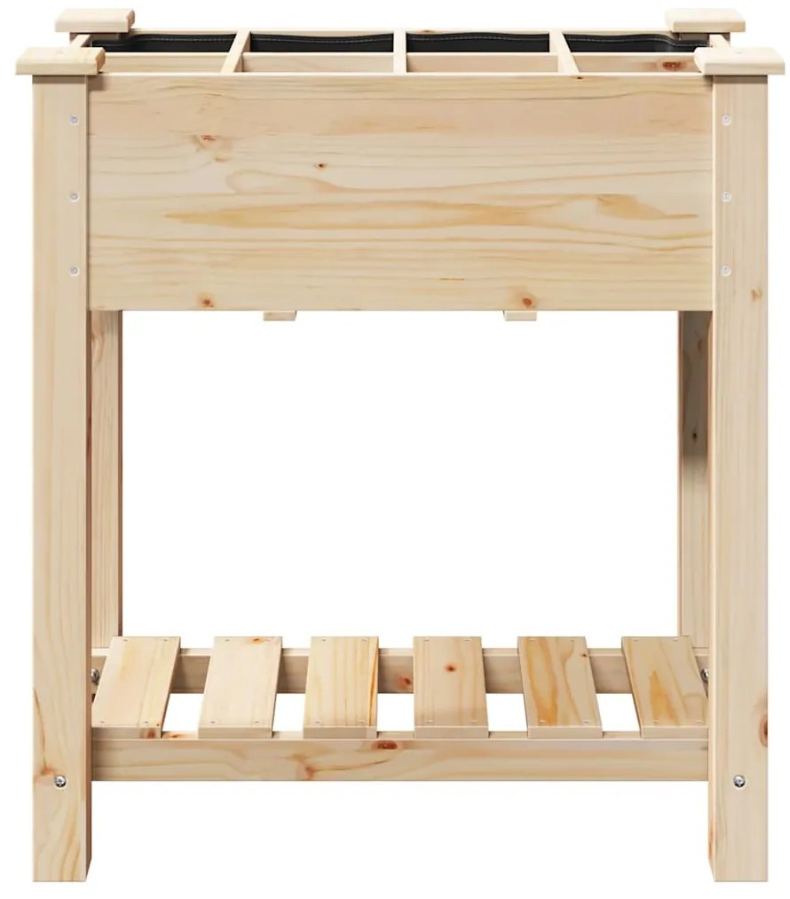 vidaXL Γλάστρα Κήπου με ράφι Μπεζ 71 x 37 x 76.5 εκ Στερεό ξύλο έλατου