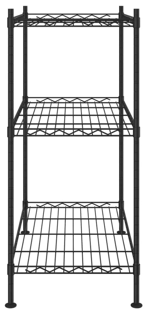 Ραφιέρα Αποθήκευσης 3 Επιπέδων Μαύρη 60 x 35 x 76 εκ. 150 κιλά - Μαύρο