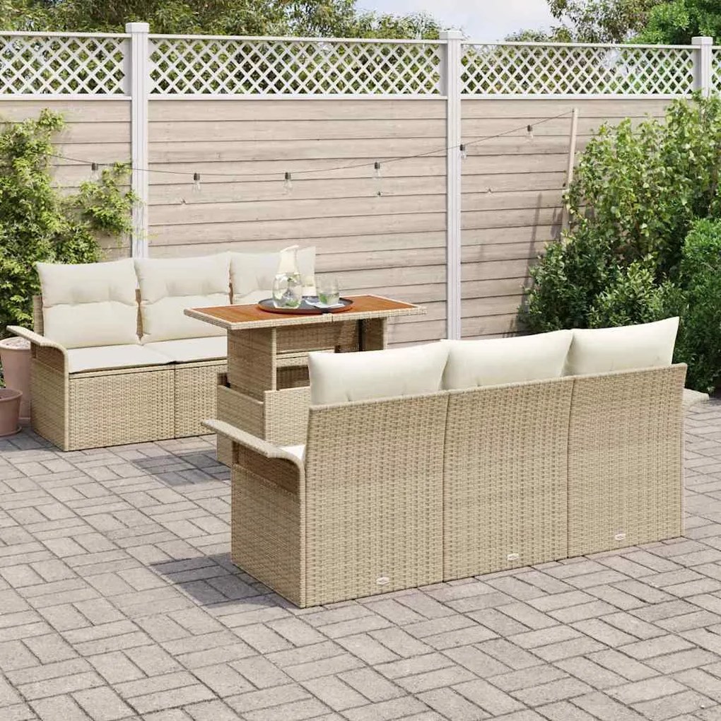 vidaXL Σετ Καναπέ Κήπου 7 pcs μπεζ και κρεμ 100 x 55 x 73 εκ