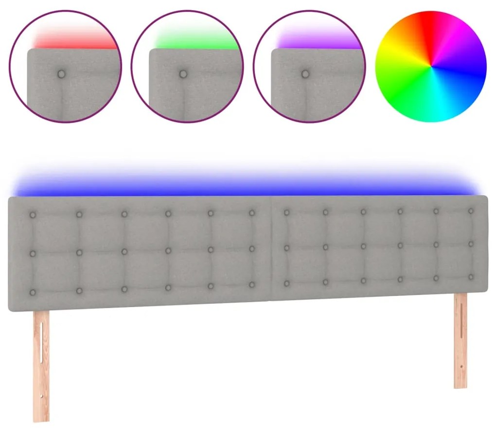 vidaXL Κεφαλάρι Κρεβατιού LED Ανοιχτό Γκρι 160x5x78/88 εκ. Υφασμάτινο