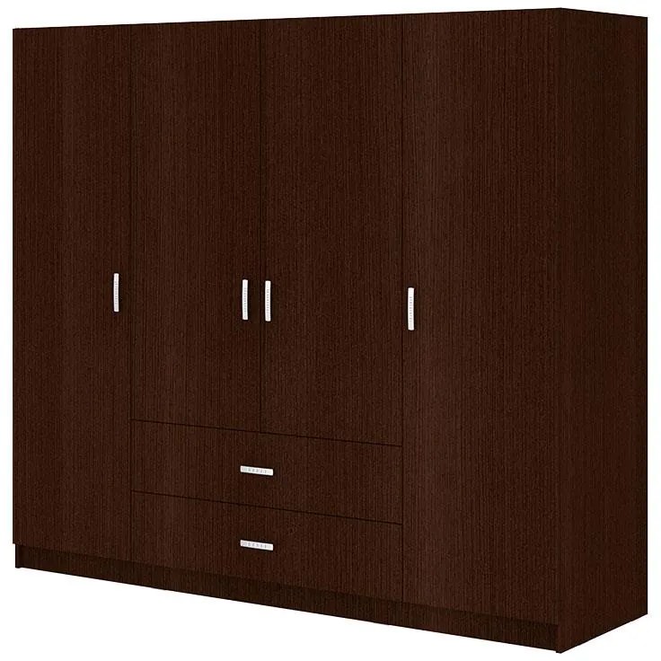 Ντουλάπα τετράφυλλη Royal με συρτάρια και πατάρι wenge 200x58x230εκ 200x58x230 εκ.