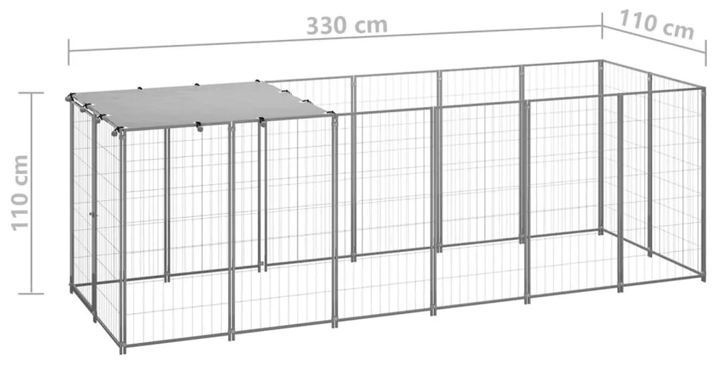 vidaXL Σπιτάκι σκύλου Ασημί 330 x 110 x 110 από Ατσάλι