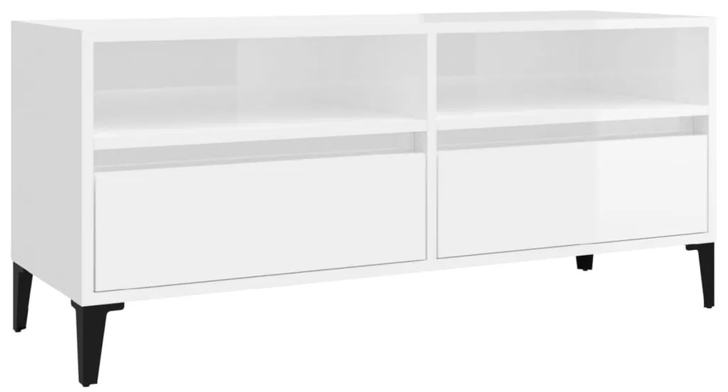 vidaXL Έπιπλο Τηλεόρασης Γυαλ. Λευκό 100x34,5x44,5 εκ. Επεξεργ. Ξύλο