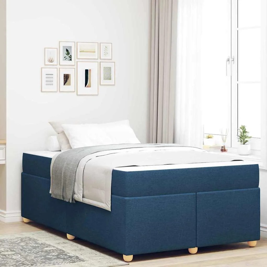 vidaXL Σκελετός Κρεβατιού με στρώμα Μπλε 120 x 190 cm ύφασμα