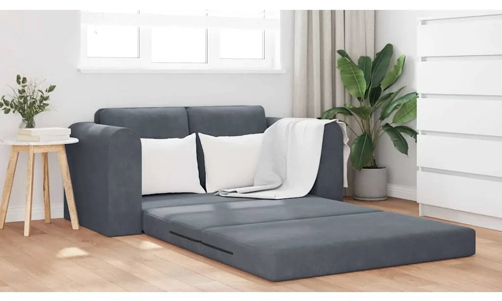 vidaXL Κρεβάτι καναπές Σκούρο γκρι 148 x 71 x 83 εκ. Βελούδο