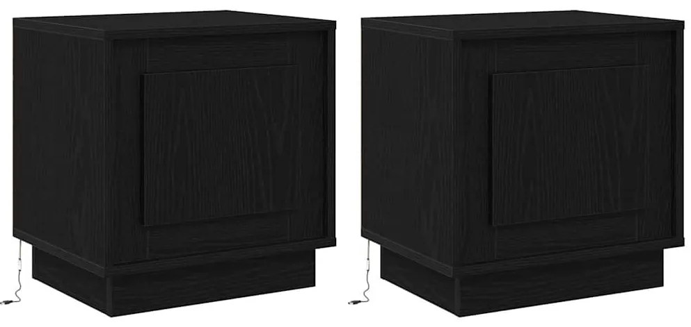 vidaXL Κομοδίνο με 2 pcs Μαύρο 44 x 34.5 x 45 εκ Επεξεργασμένο ξύλο