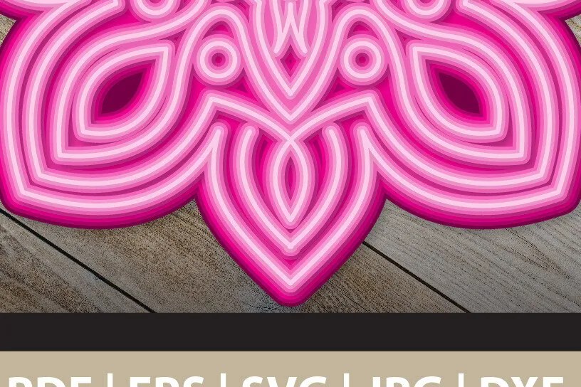 Σετ των 2 Intra απο ξύλο plywood 3mm-4mm πάχος 3D αφηρημένη Mandala πολλαπλών επιπέδων Δίασταση 30x30 cm INTRAFABR-24892390