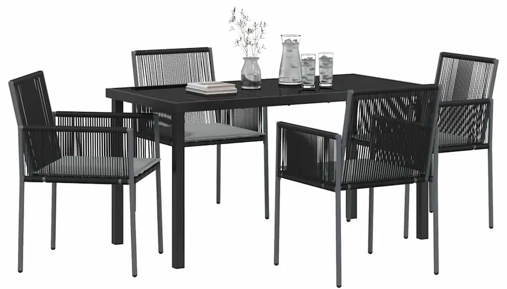 vidaXL Σέτ φαγητού για κήπο 5 pcs Μαύρο Πολυ ράταν