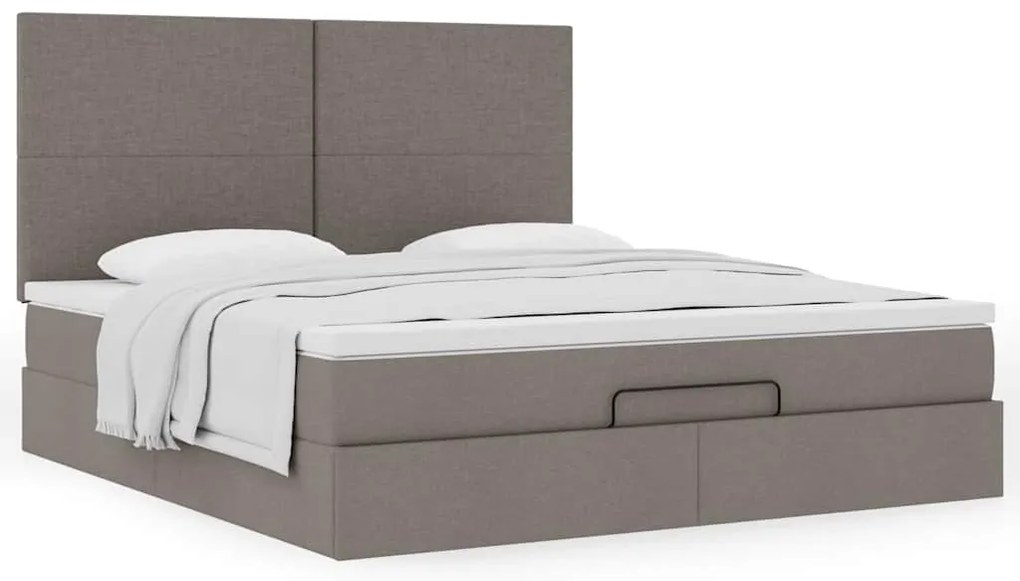 vidaXL Οθωμανικό κρεβάτι με στρώμα Taupe 180x200cm ύφασμα