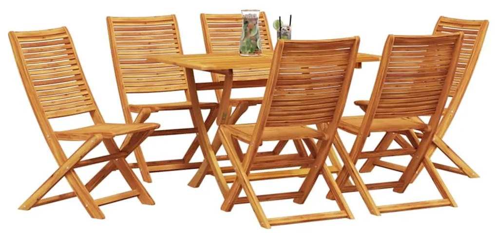 vidaXL Σέτ φαγητού για κήπο 7 pcs Καφέ Μασίφ ξύλο ακακίας