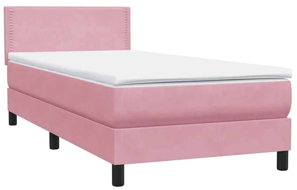 Κρεβάτι Boxspring με Στρώμα Ροζ 80x220 εκ. Βελούδινο 3316142