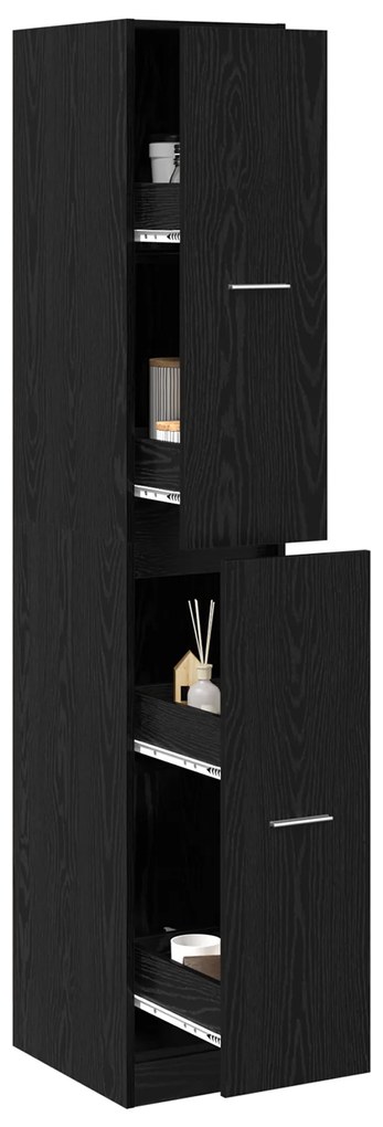 vidaXL Ντουλάπι Αποθήκης Μαύρης Δρυός 30x41x174.5 εκ. Κατασκευασμένο Ξύλο