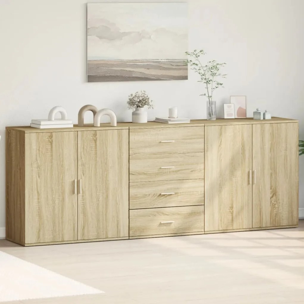 vidaXL Ντουλάπι 3 τεμ. Sonoma Δρυς από Επεξεργασμένο Ξύλο