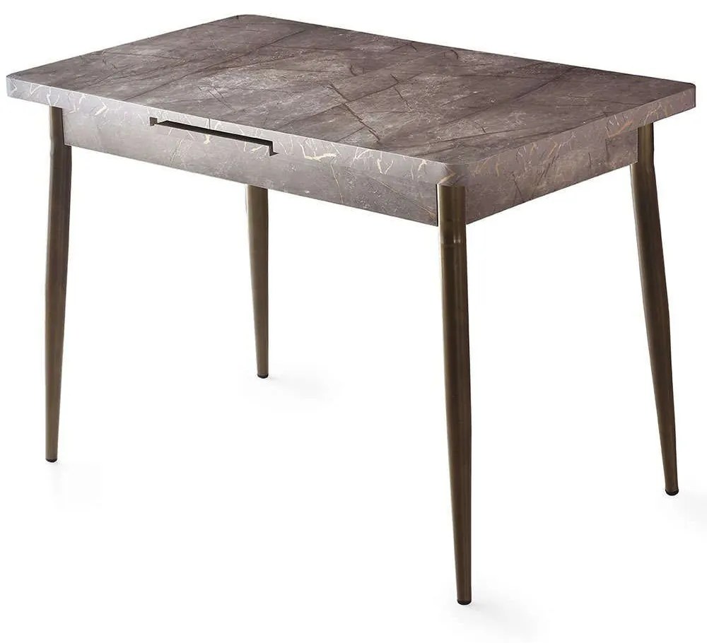 Τραπέζι Επεκτεινόμενο Ay 974NMB1141 120/150x70x75cm Marble Effect Mink Μοριοσανίδα, Μέταλλο