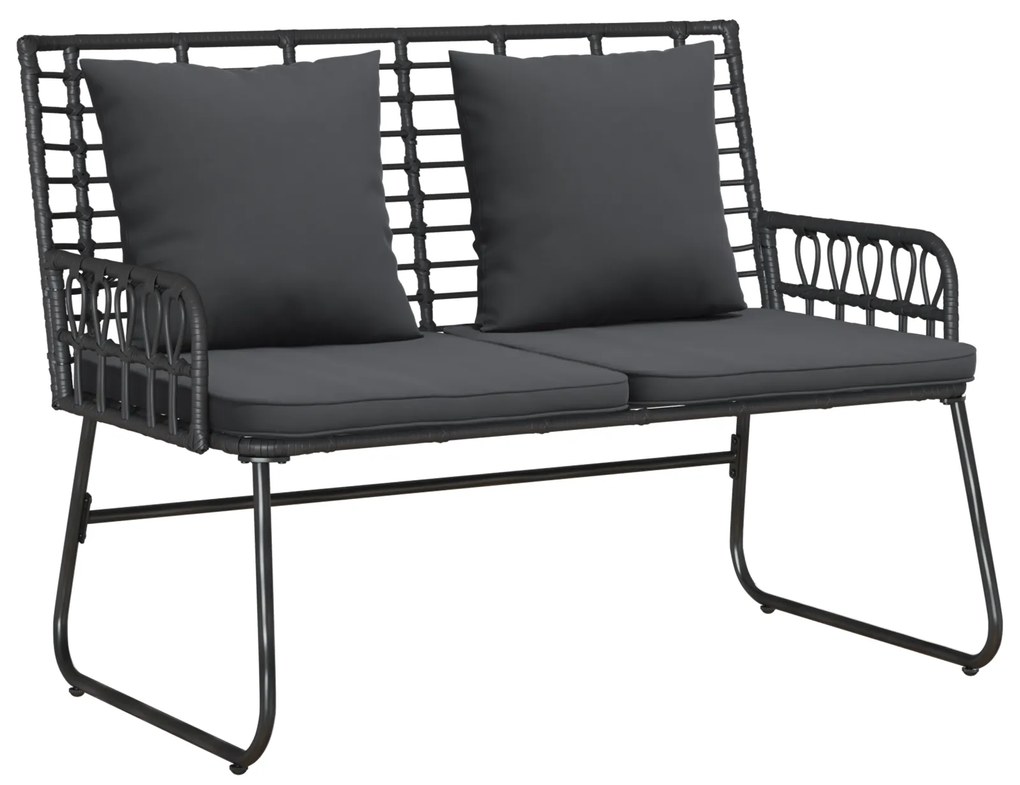 vidaXL Σέτ φαγητού για κήπο 3 pcs Μαύρο, Ανθρακί Πολυ rattan, ατσάλι
