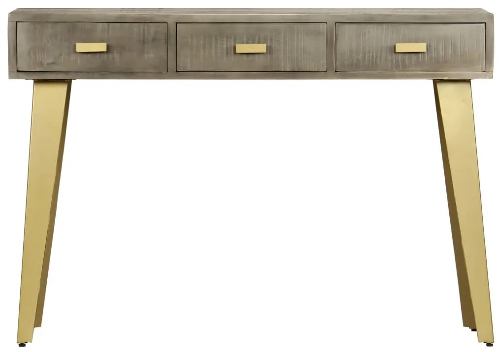 vidaXL Τραπέζι Κονσόλα Γκρι / Μπρονζέ 110x35x76 εκ. Μασίφ Ξύλο Μάνγκο