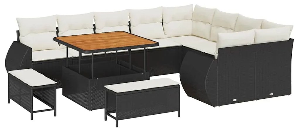 vidaXL Σετ Καναπέ Κήπου 12 pcs Μαύρο συνθετικό ρατάν