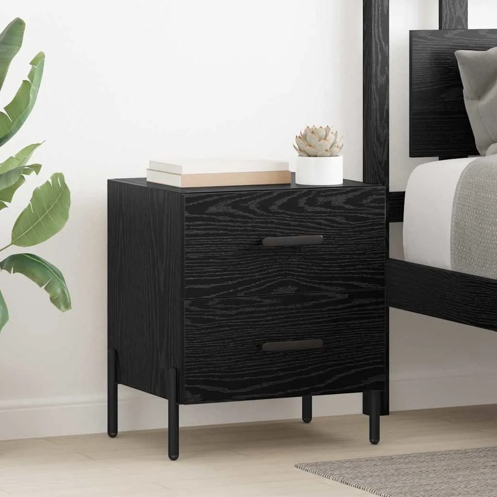 vidaXL Κομοδίνο 2 pcs Μαύρη δρυς 40 x 35 x 47.5 εκ Επεξεργασμένο ξύλο